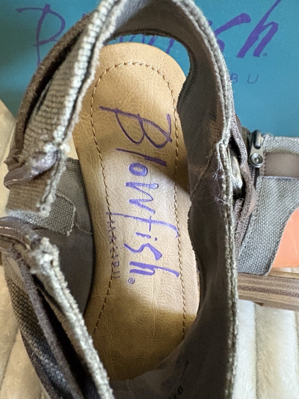 Blowfish Malibu Badey Women's 9.5 Gray Rancher Canvas Side Zip Sandals - Picture 7 of 8